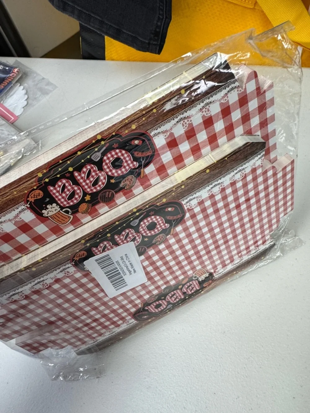 Picnic Checkered Party Favor disposable trays - Red 2 sizes BBQ cookout trays